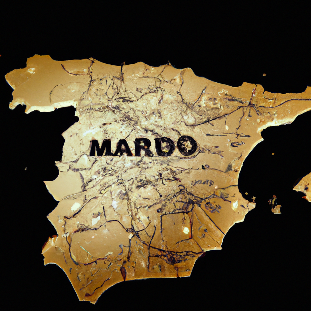 Mapa estático de Madrid (imagen generada) con marcadores de zonas céntricas: Sol, Gran Vía, Lavapiés y Malasaña, estilo minimalista